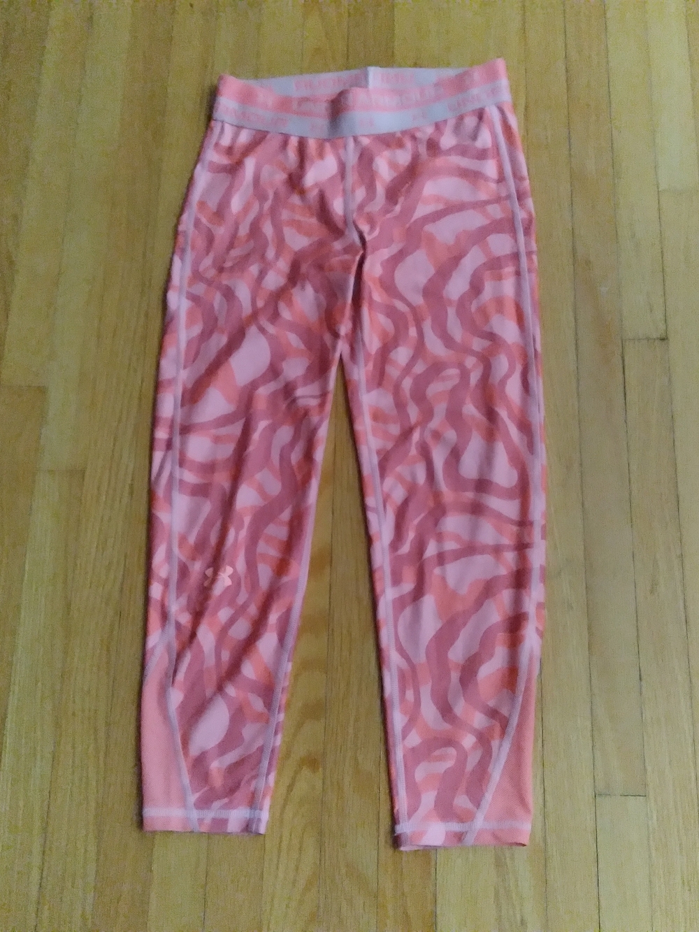 Under Armour Girls' Coral Pink Abstract Print Leggings, 4-5 y.old